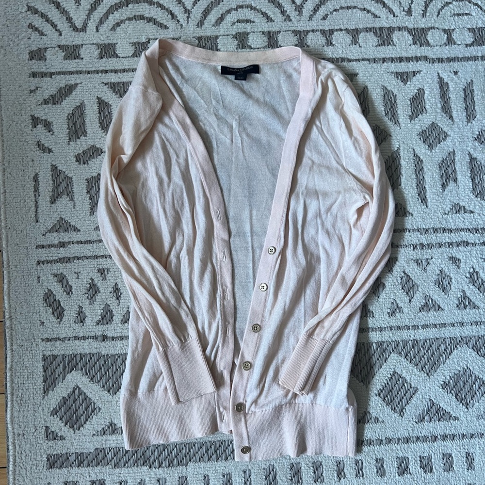 Banana Republic Beautiful Light Pink Cardigan Sweater w/ Gold Buttons, Size XXSP
